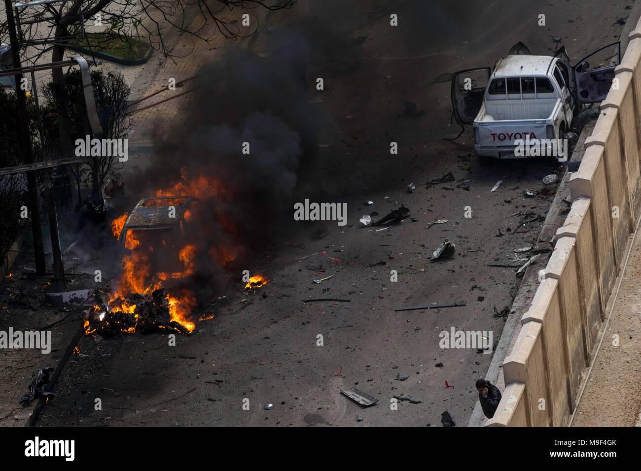 Un policier égyptien a été tué samedi dans la province d'Alexandrie dans l'explosion d'une bombe qui visait le chef de la sécurité de la région, selon le ministère de l'intérieur égyptien. Credit : Ahmed mosaad/Alamy Live News Banque D'Images