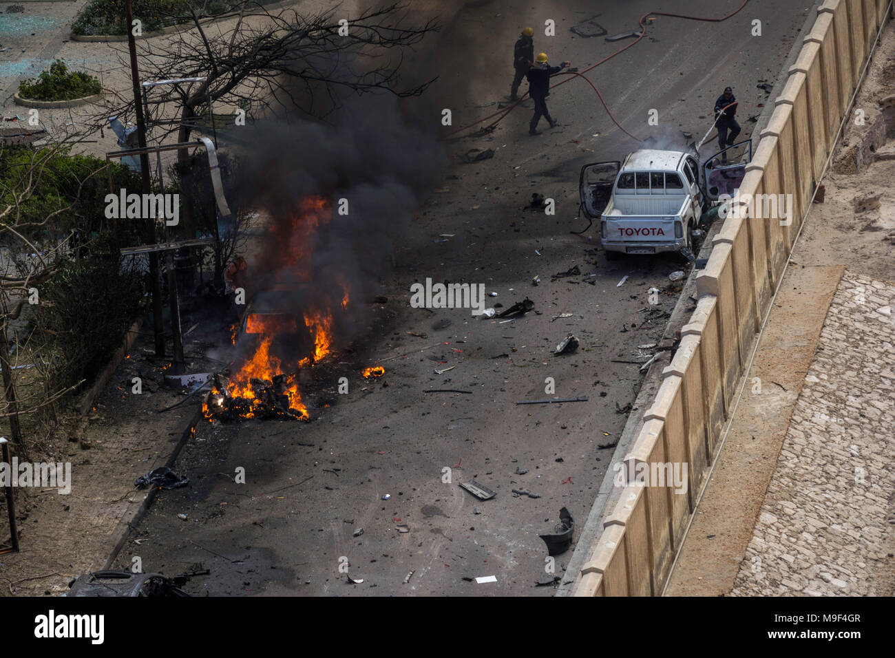 Un policier égyptien a été tué samedi dans la province d'Alexandrie dans l'explosion d'une bombe qui visait le chef de la sécurité de la région, selon le ministère de l'intérieur égyptien. Credit : Ahmed mosaad/Alamy Live News Banque D'Images