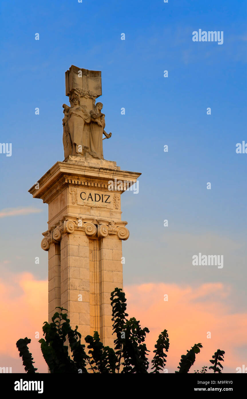 Monument à la Constitution espagnole de 1812 - détail. Cadix. Région de l'Andalousie. L'Espagne. L'Europe Banque D'Images