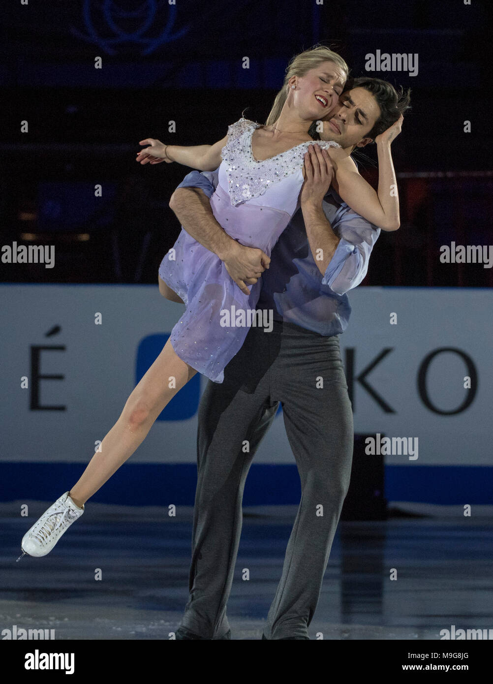 Kaitlyn Weaver / ANDREW POJE (CAN), du Gala au cours de l'ISU World Figure Skating Championships à Mediolanum Forum de Milan, Italie, le 25 mars 2018. (Photo par Enrico Calderoni/AFLO SPORT) Banque D'Images