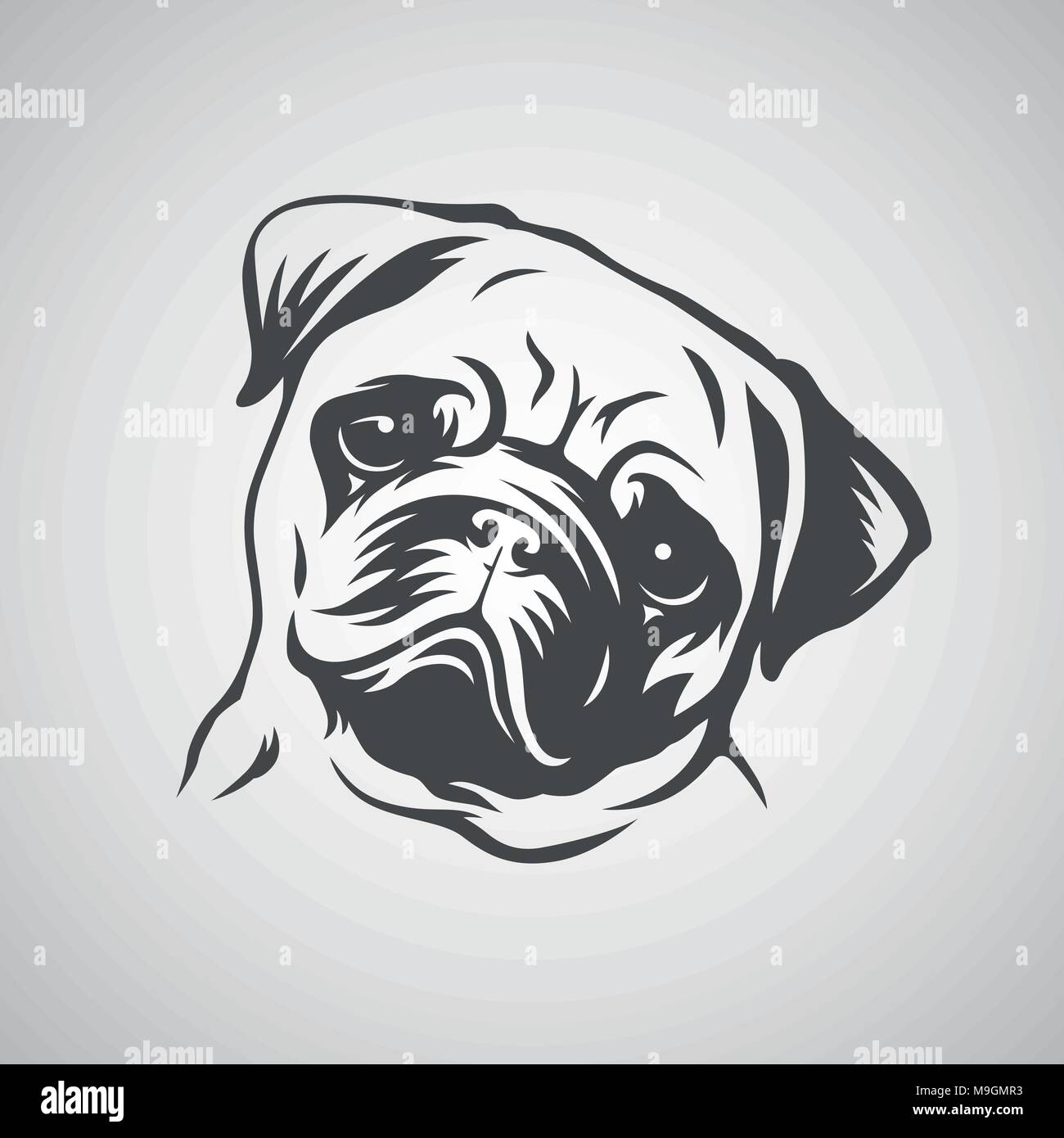 Cute pug dog head. Vector illustration Image Vectorielle Stock - Alamy