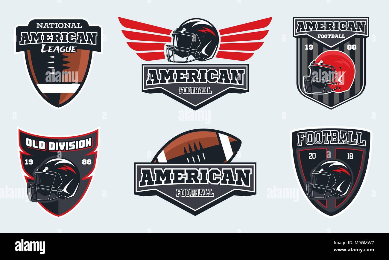 Jeu de football américain d'emblèmes, étiquettes et logo. Illustration de Vecteur