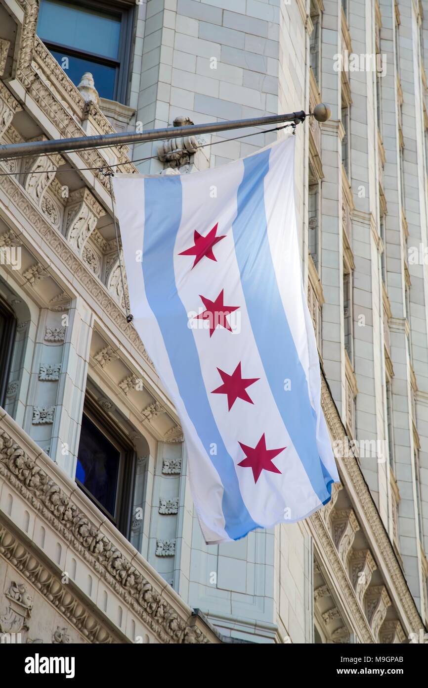 Chicago, le drapeau de la ville Banque D'Images