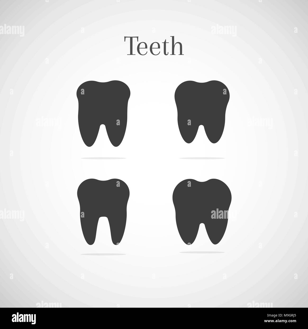 Ensemble des dents icônes silhouettes. Les signes dentaires illustration Illustration de Vecteur
