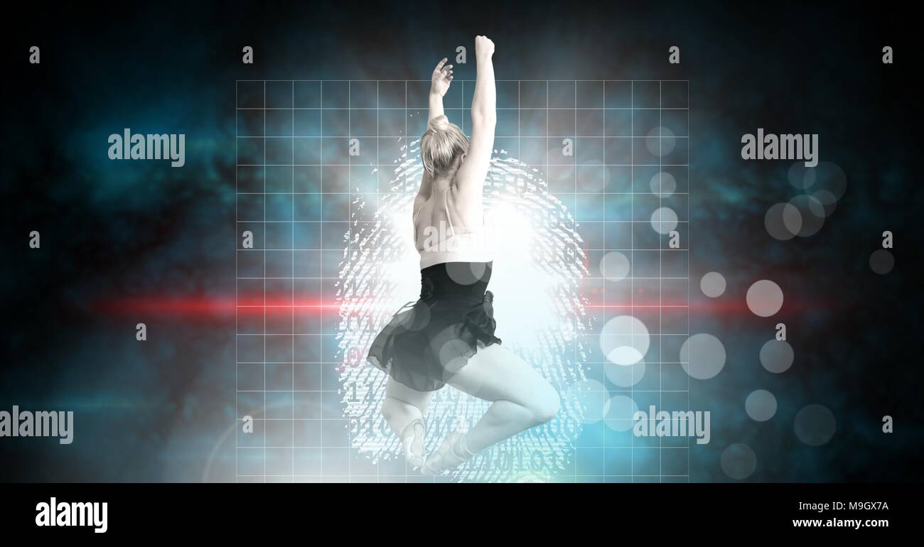 Danseur avec la technologie numérique interface brillant mousseux Banque D'Images