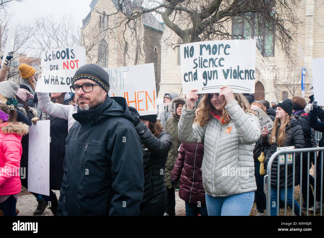 Mars pour nos vies et Mars Rassemblement de Chicago Banque D'Images