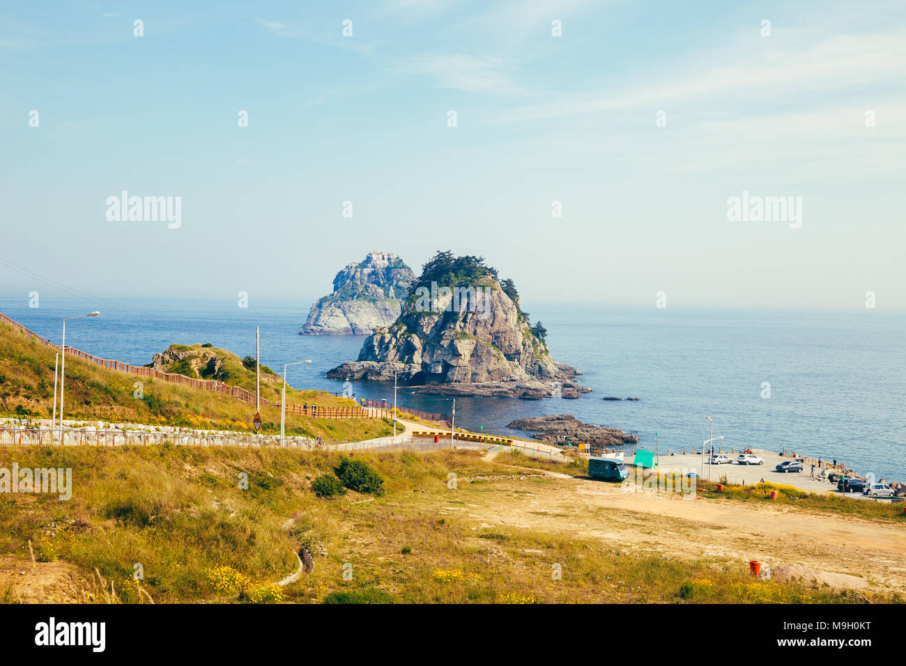 Oryukdo avec les îles de l'océan bleu à Pusan, Corée Banque D'Images