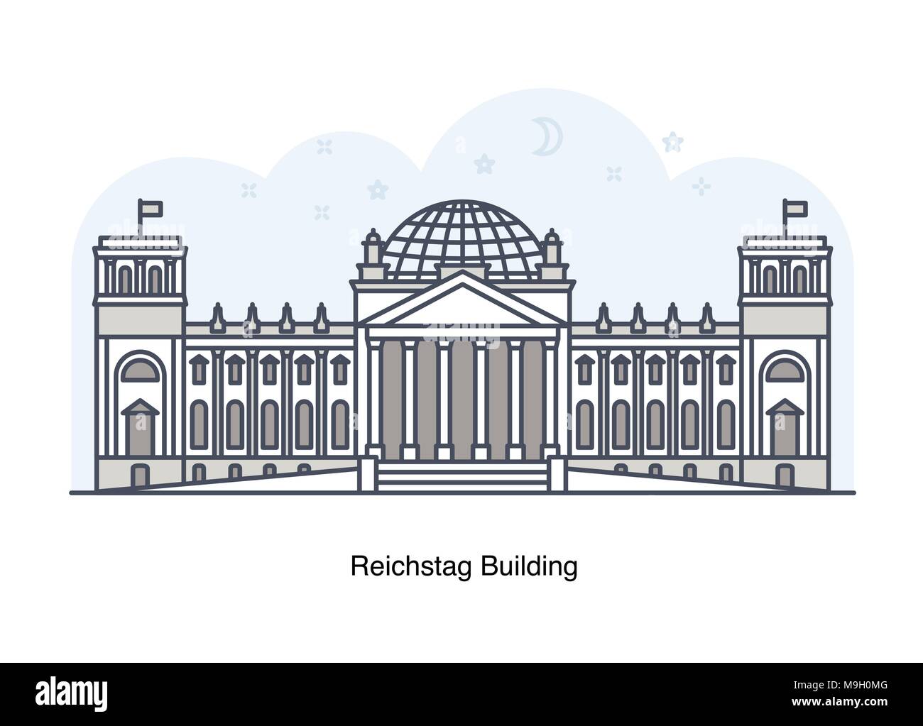 Ligne vectorielle illustration du Reichstag, Berlin, Allemagne Illustration de Vecteur