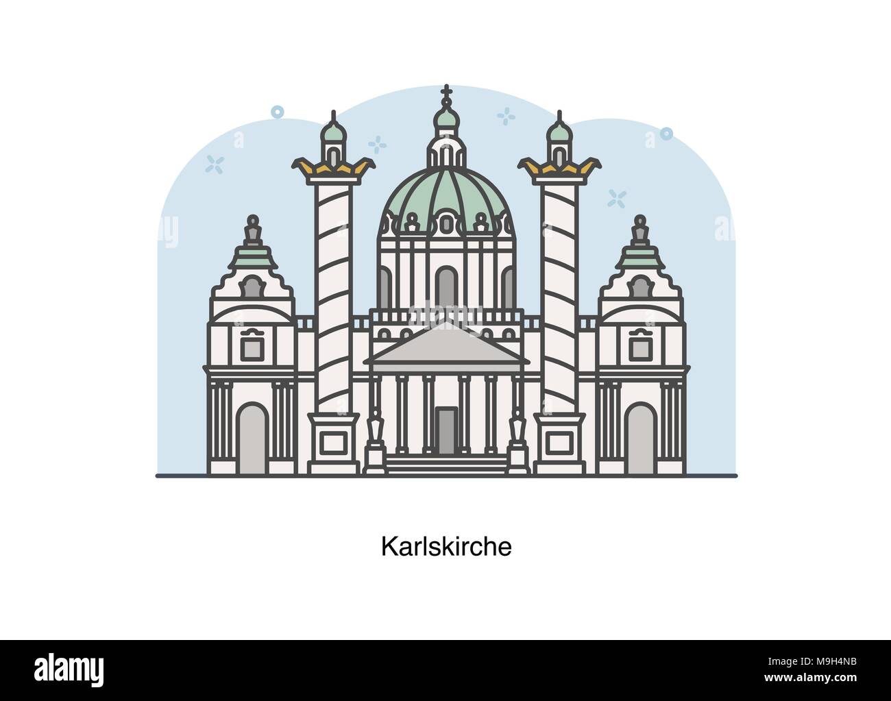 Ligne vectorielle Illustration de Karlskirche, Vienne, Autriche. Illustration de Vecteur