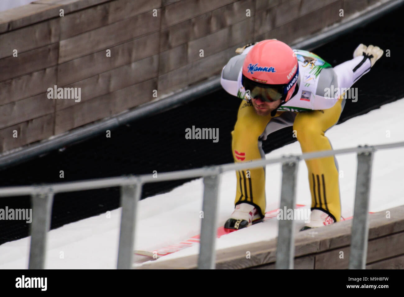 Planica, en Slovénie. Mar 25, 2018. Pie Paschke d'Allemagne fait concurrence au cours de la compétition de saut à ski à Planica SIF finales de la Coupe du Monde le 25 mars 2017 à Planica, en Slovénie. Credit : Rok Rakun/Pacific Press/Alamy Live News Banque D'Images