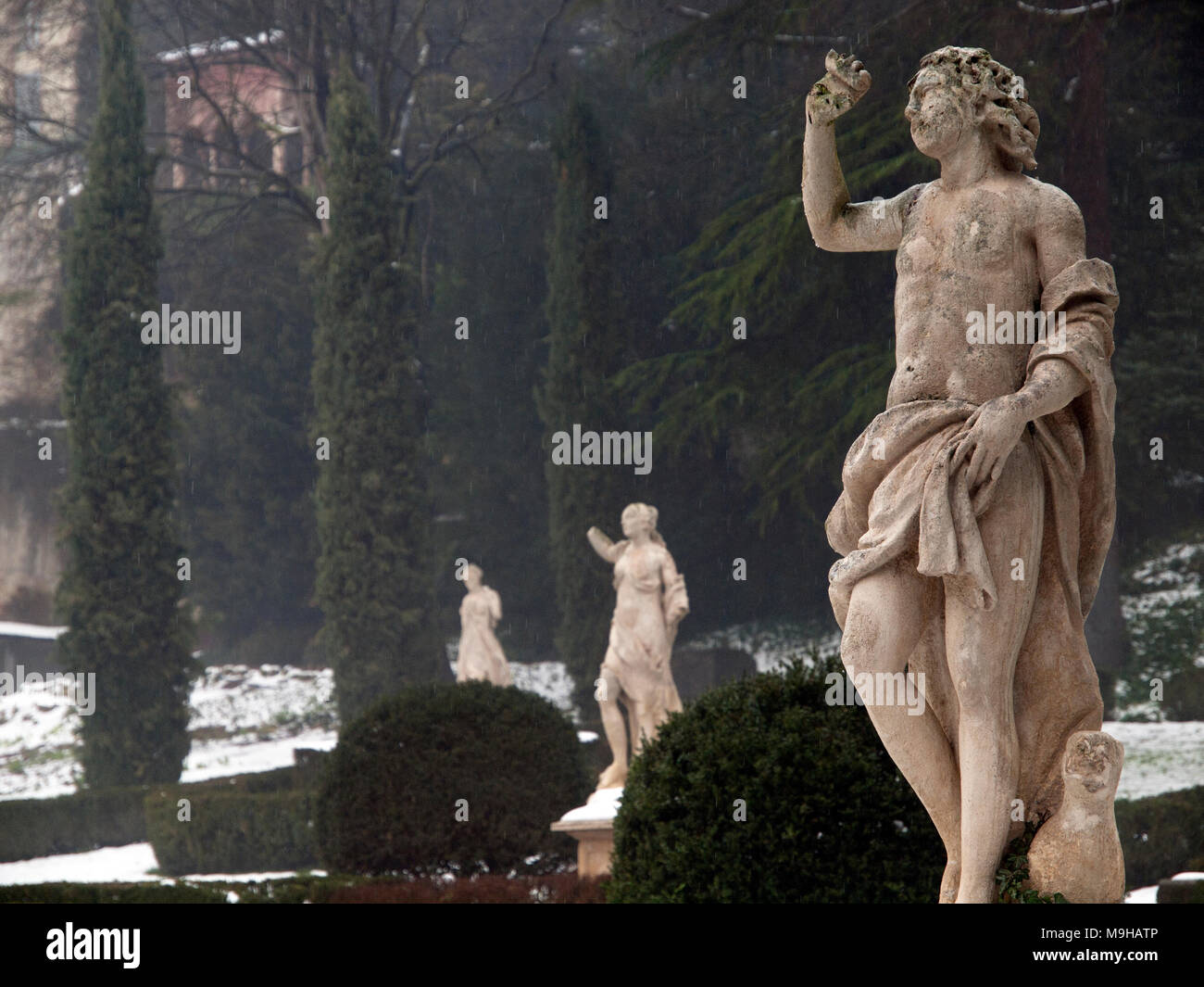 Un jour d'hiver dans les jardins du Palazzo Giardino Giusti, Vérone Banque D'Images