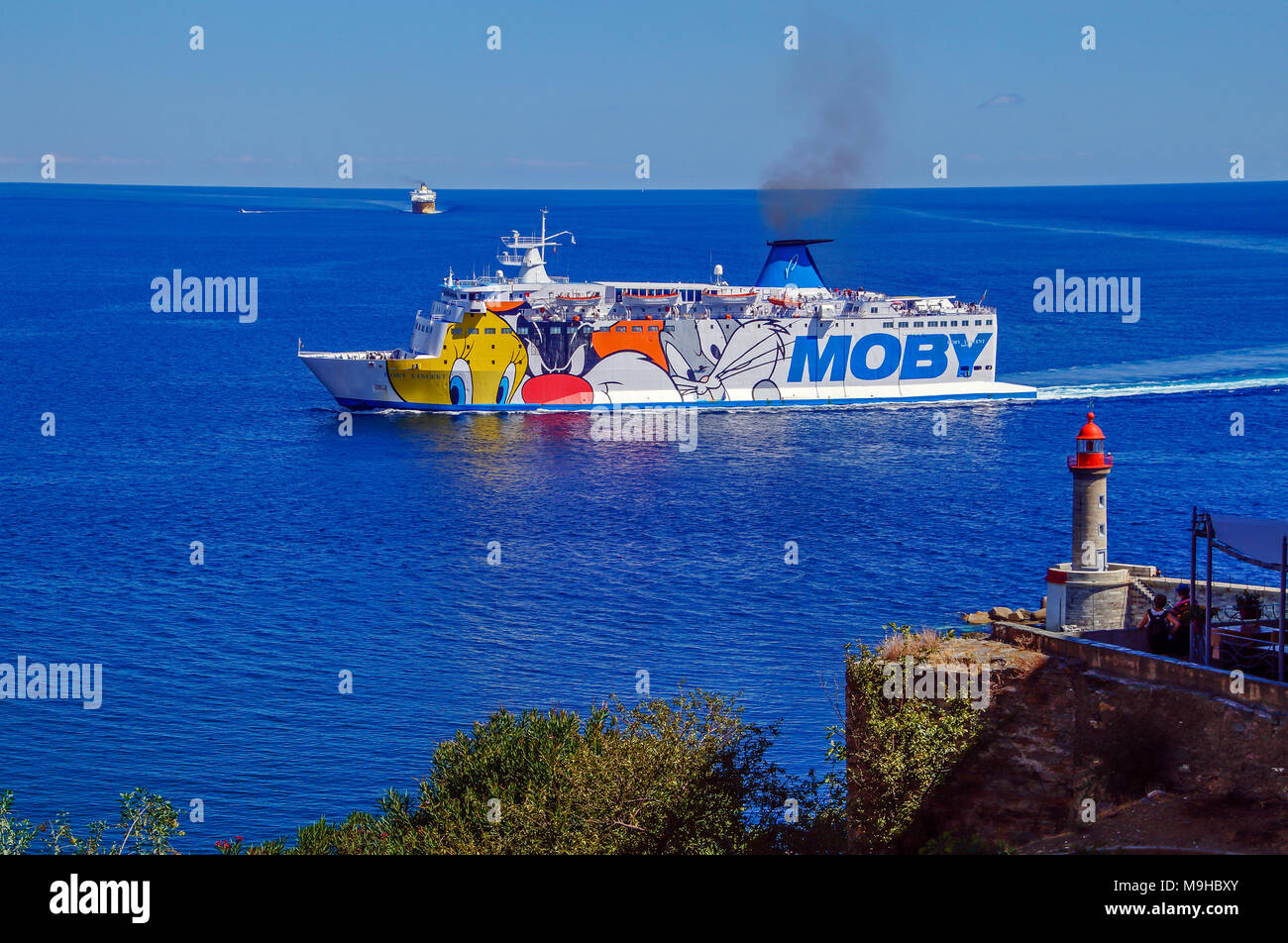 Moby Lines Moby Vincent arrive au port de Bastia Corse France Europe Banque D'Images