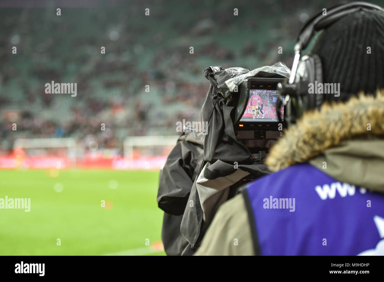 WROCLAW, POLOGNE - Le 23 mars 2018 : match amical contre le Nigéria Pologne 0:1. Dans photo caméra TV. Banque D'Images