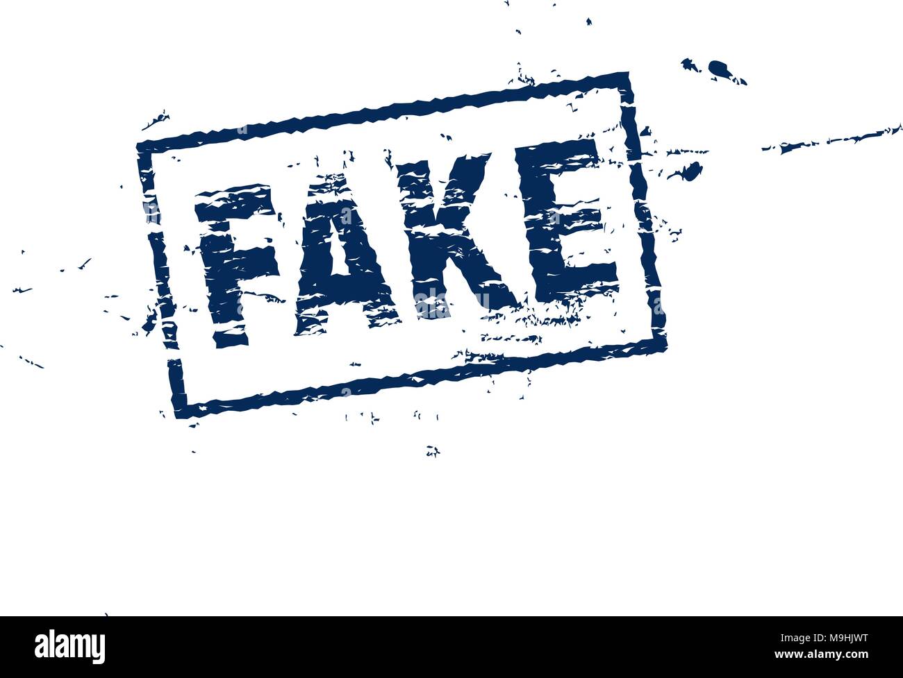 Faux label carré, style grange stamp, vector illustration sur fond blanc. Fake news blue égratignures symbole. Illustration de Vecteur