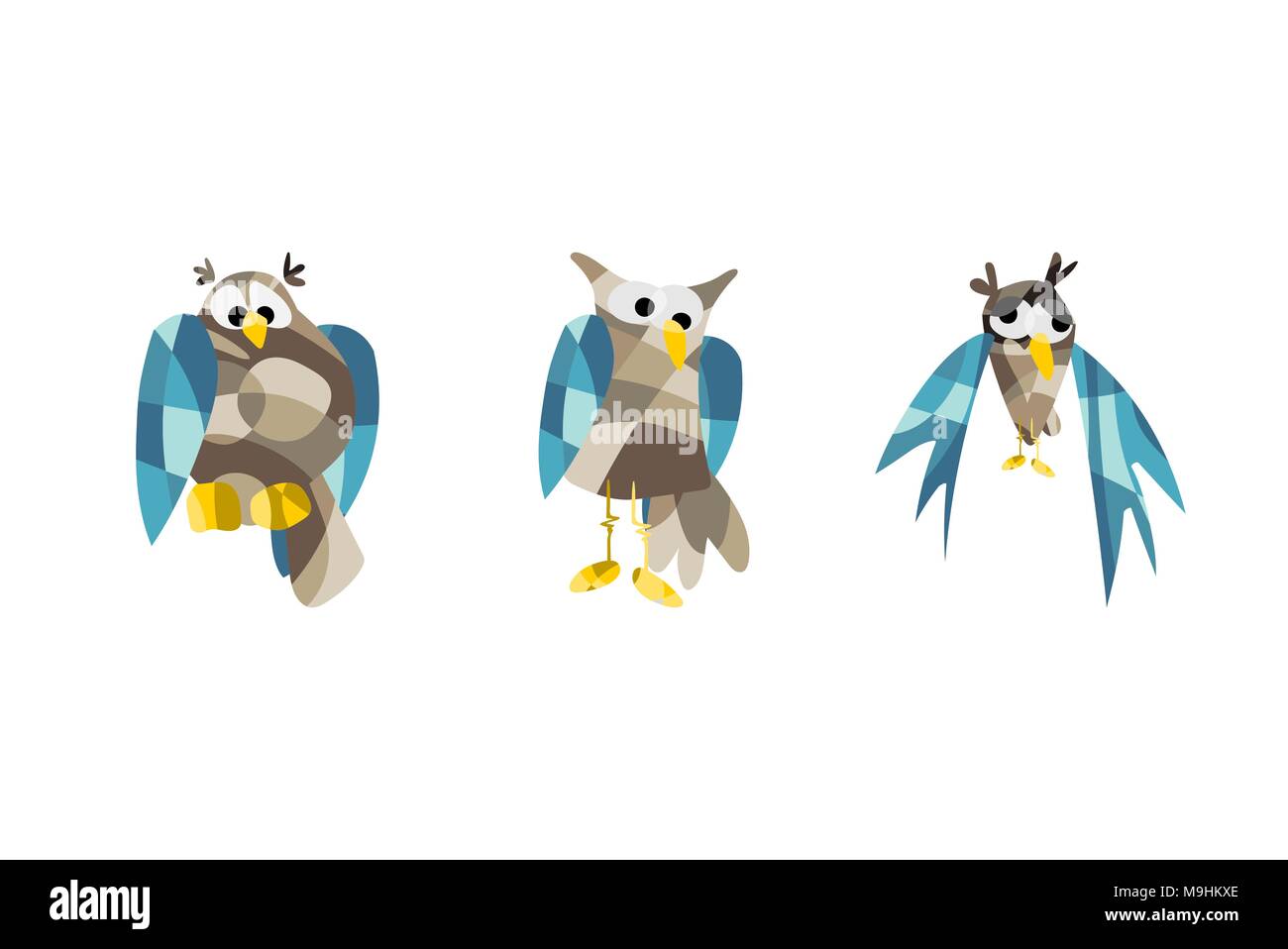 Cute owl photos. Vector illustration set de hiboux en origami Illustration de Vecteur