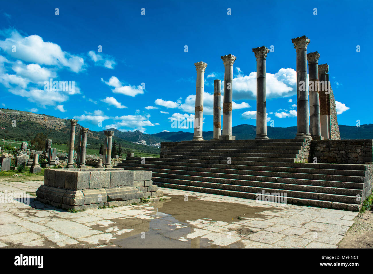 Les ruines romaines de Volubilis Maroc Banque D'Images