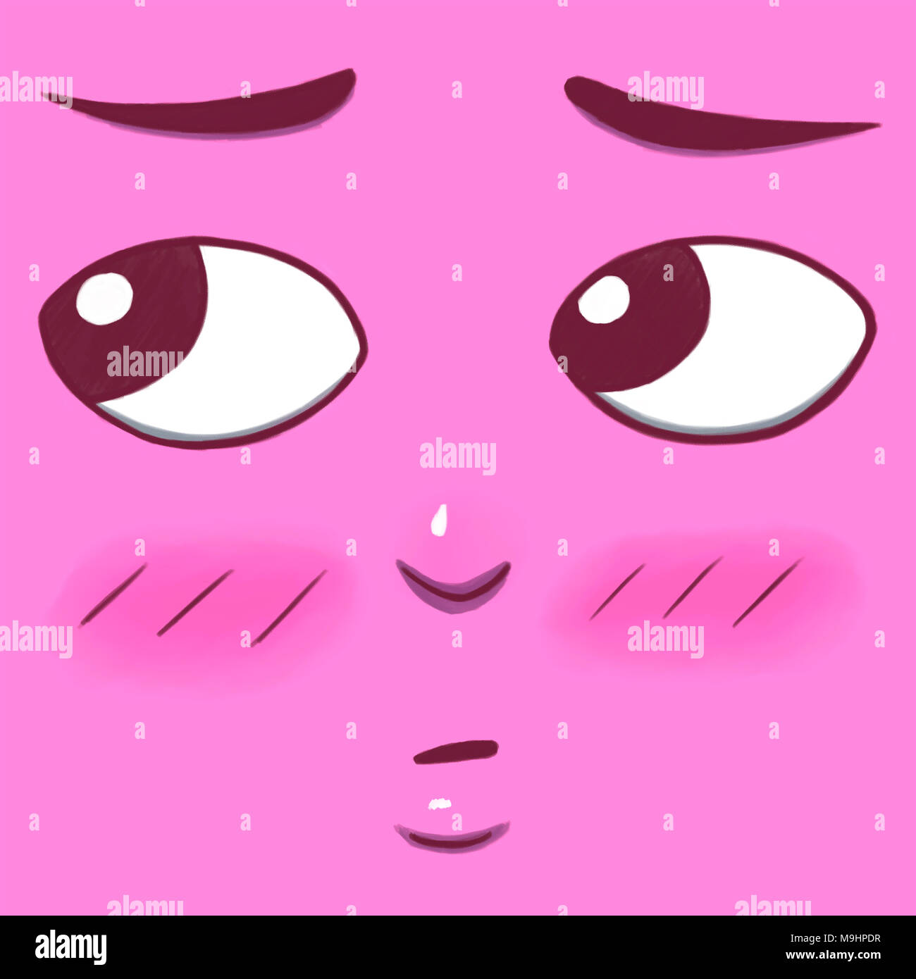 Timide timide face isolé en couleur rose Banque D'Images