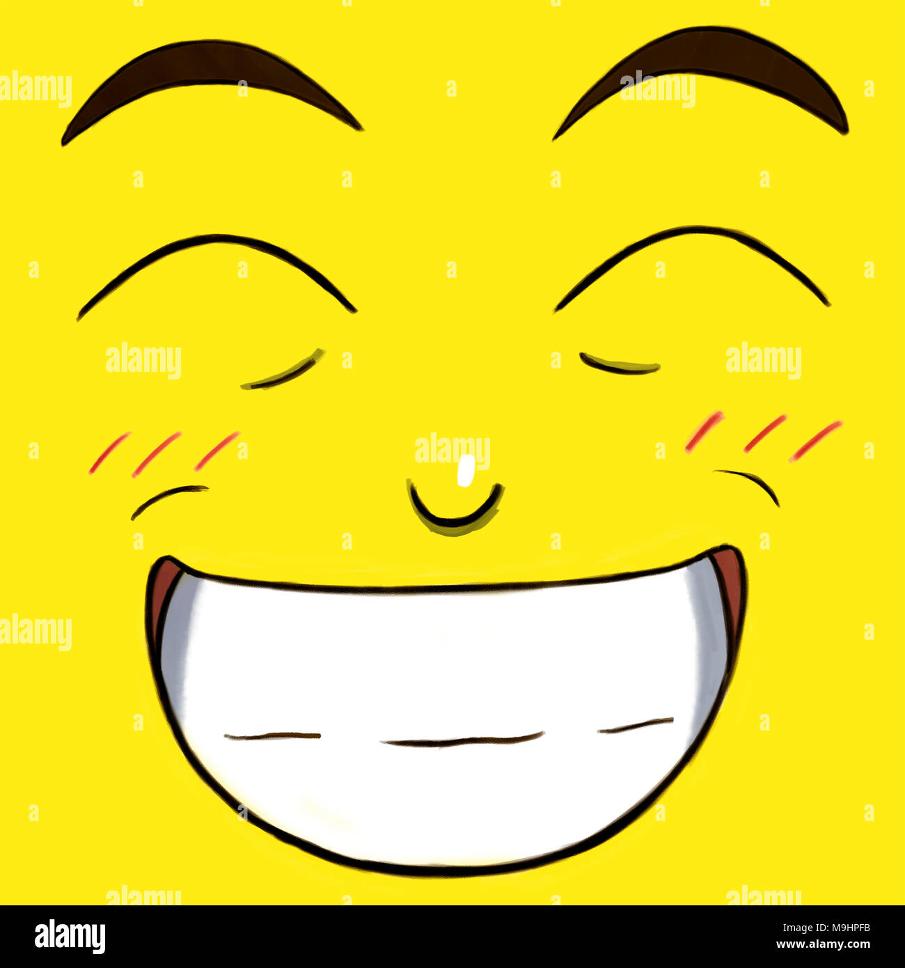 Smiling happy face isolé en couleur jaune Banque D'Images