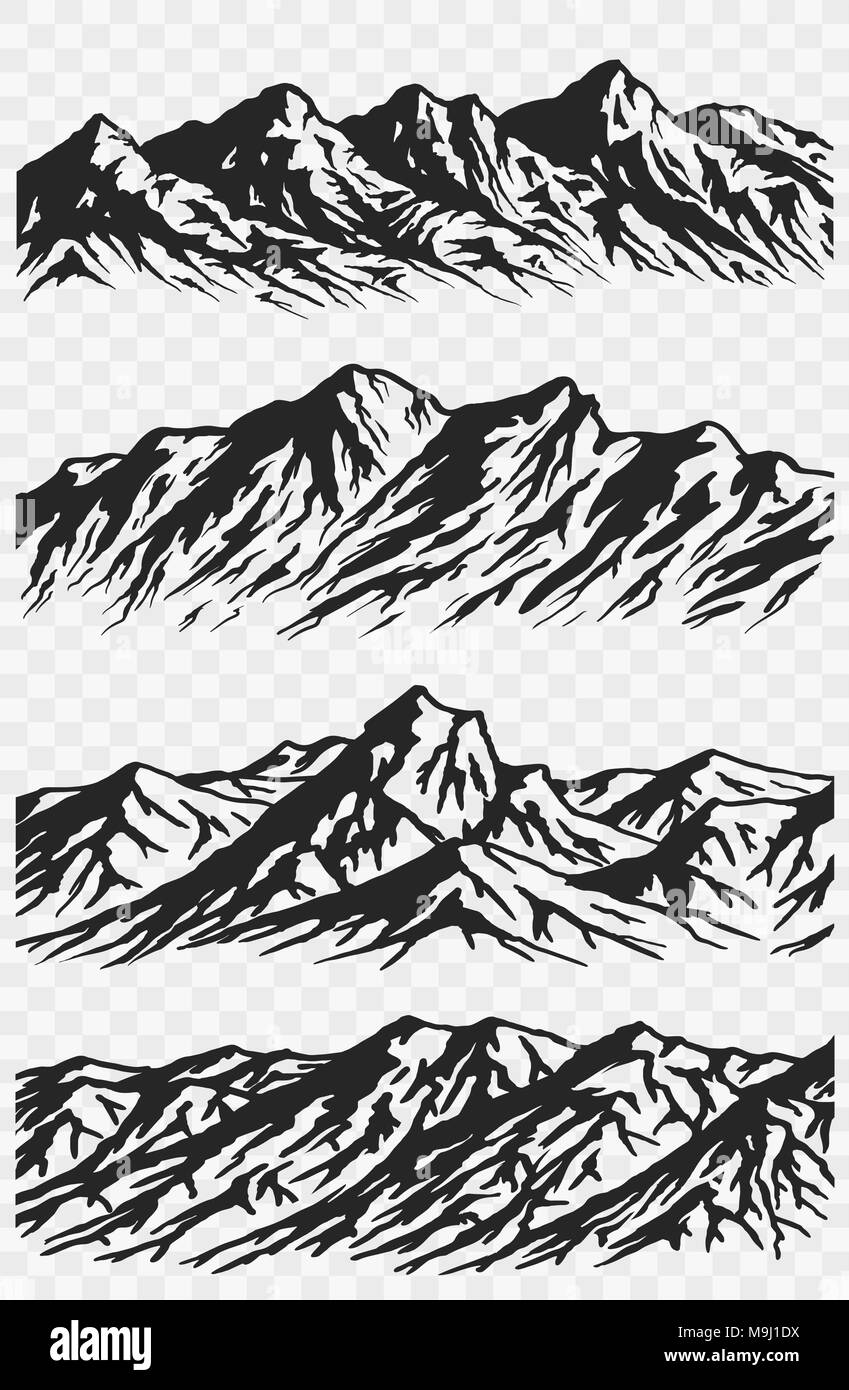 Jeu de silhouettes de montagnes Illustration de Vecteur