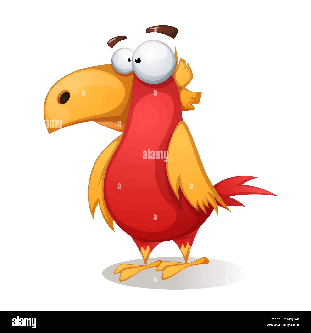 Drôle, mignon, crazy - caricature bird. Illustration de Vecteur