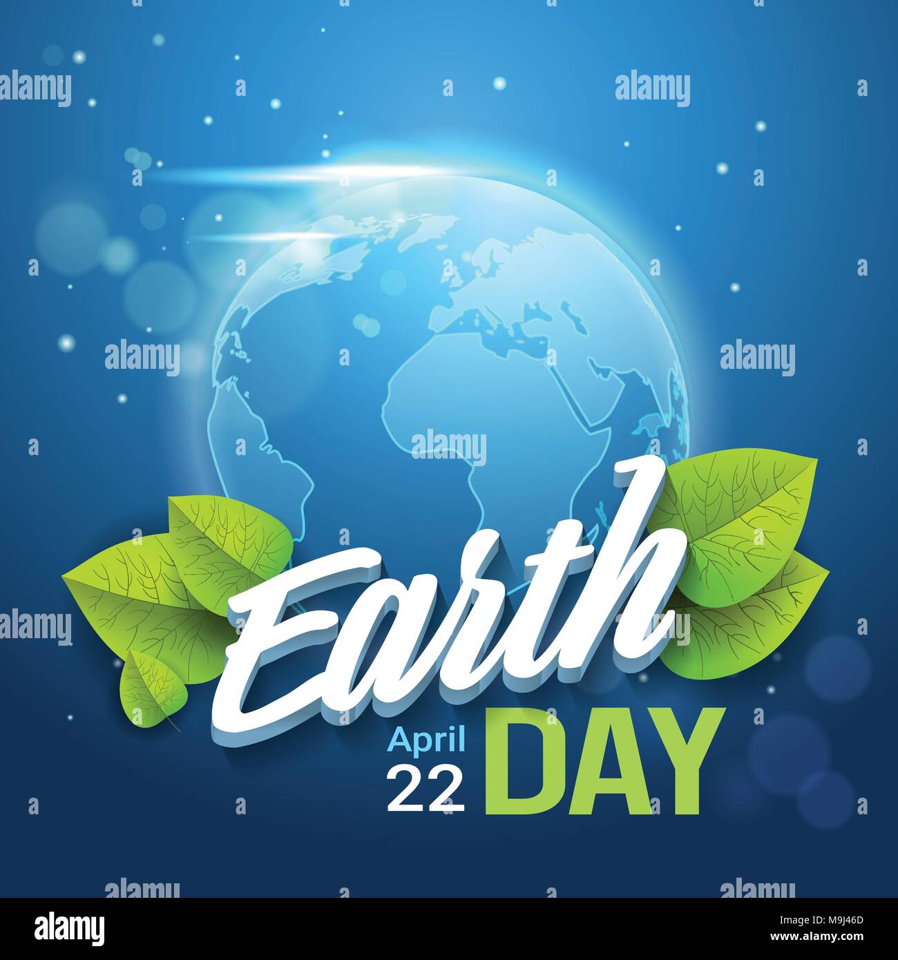 Arrière-plan de la Journée de la terre Happy Holiday Greeting Card With Blue Planet Illustration de Vecteur