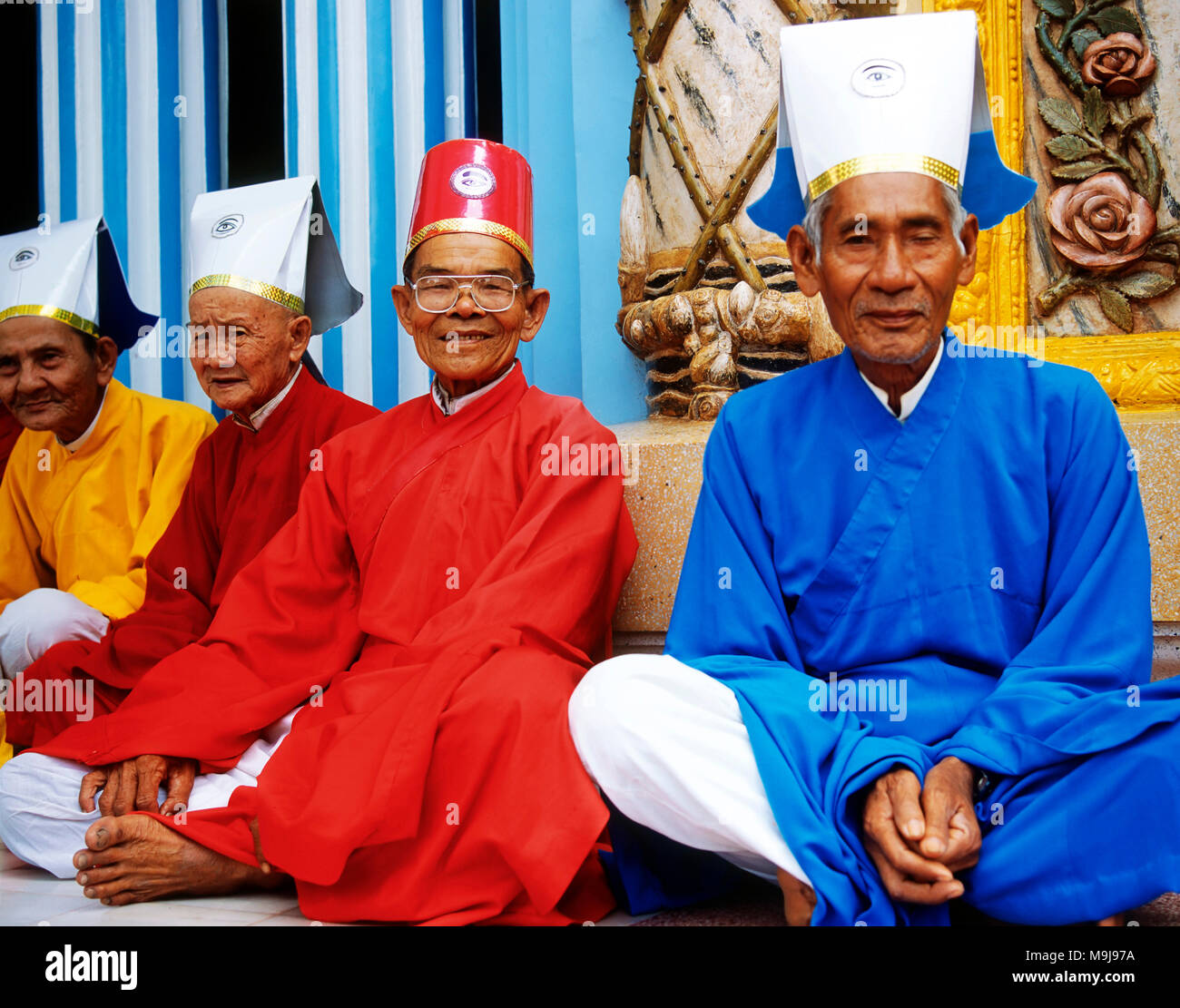 La Cathédrale de Cao Dai, Tay Ninh, Vietnam du Sud Banque D'Images