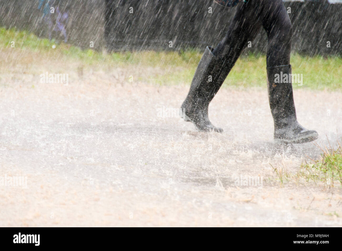 Wellies sous la pluie Banque D'Images