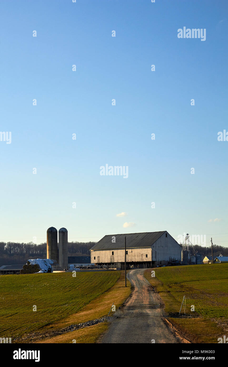 Une ferme en hiver, Amish Country, comté de Lancaster, Pennsylvanie, USA Banque D'Images