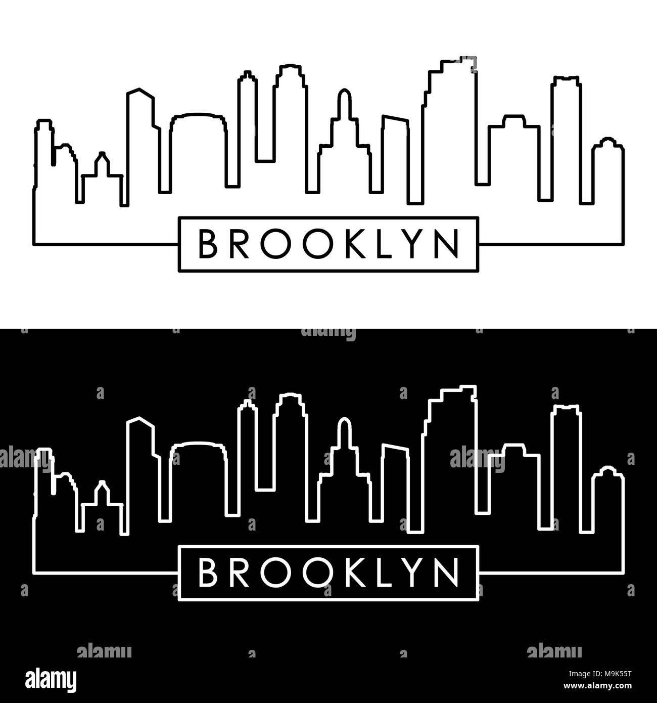 Brooklyn, New York. Style linéaire. Fichier vectoriel éditable. Illustration de Vecteur
