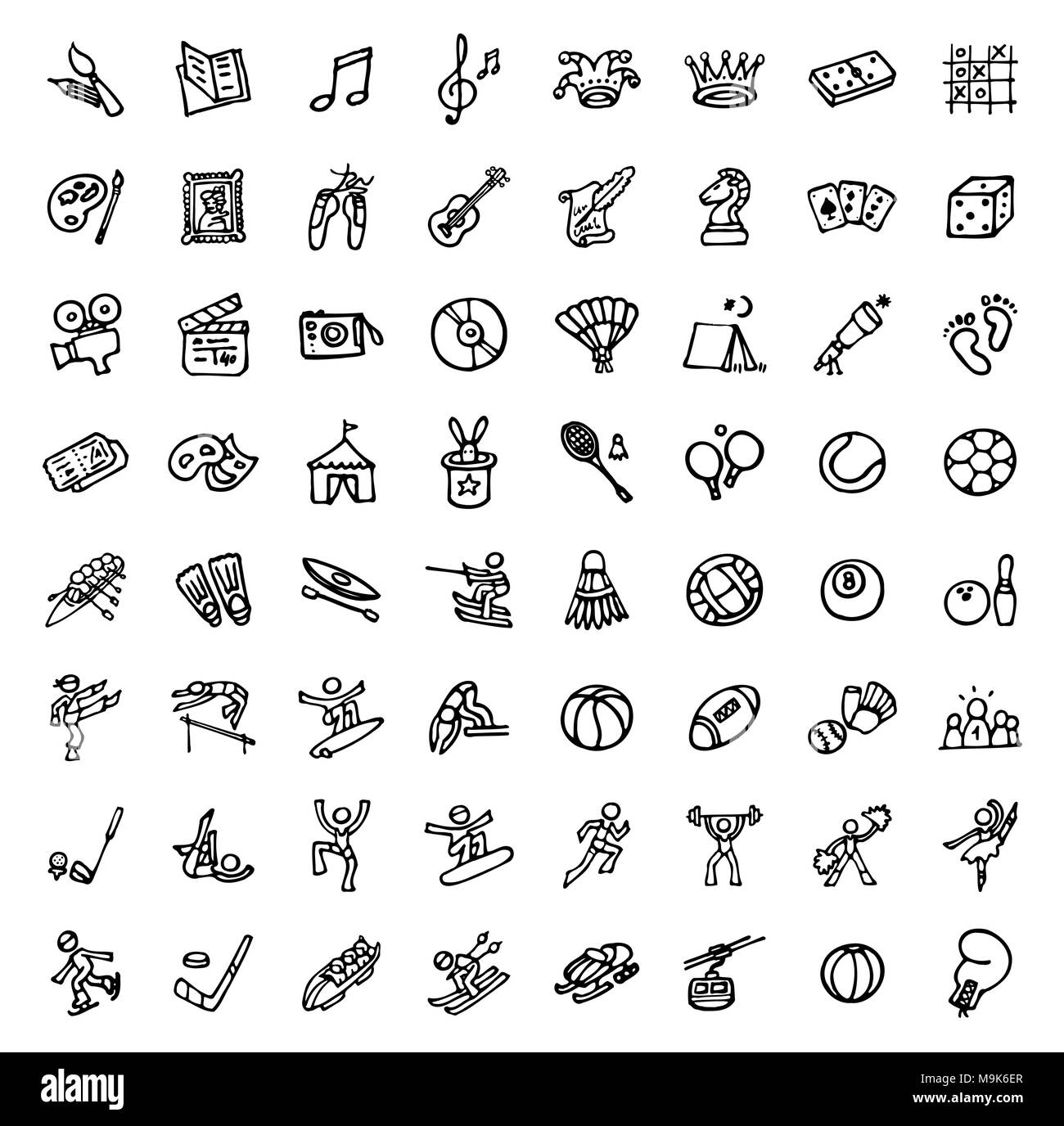 Le noir et blanc à la main icons - SPORTS ET LOISIRS Illustration de Vecteur