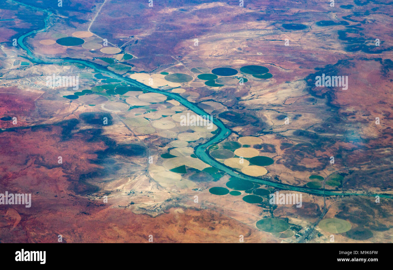 Afrique du Sud paysage fluvial irrigué aérien Banque D'Images