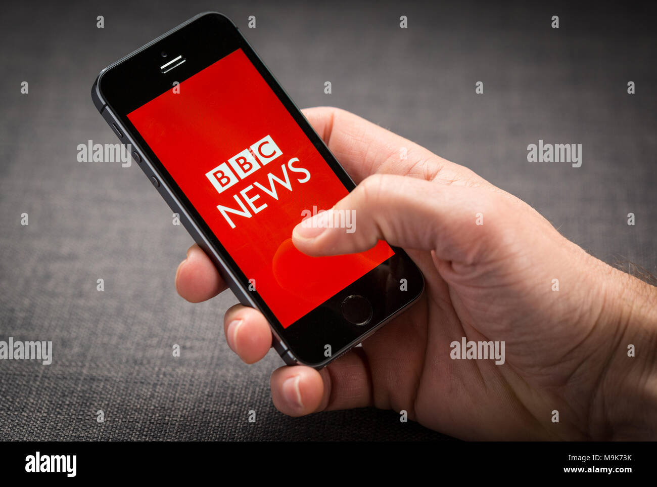 BBC News app sur un iPhone Banque D'Images