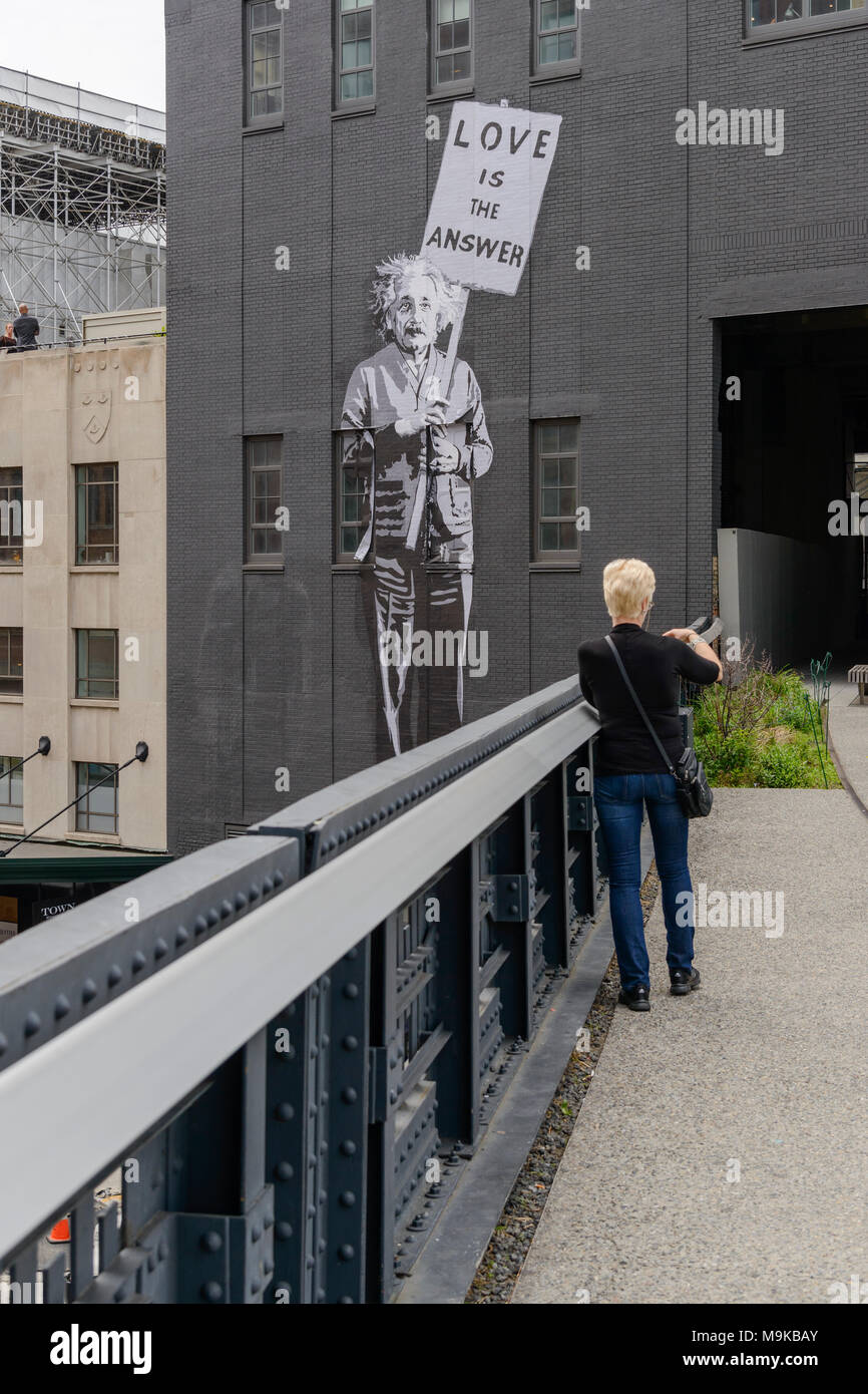 New York, NY, USA - 8 juin 2015 : Le parc High Line à New York City, USA. C'est un 2,33 km de long, parc linéaire élevé greenway et rail trail, créer Banque D'Images