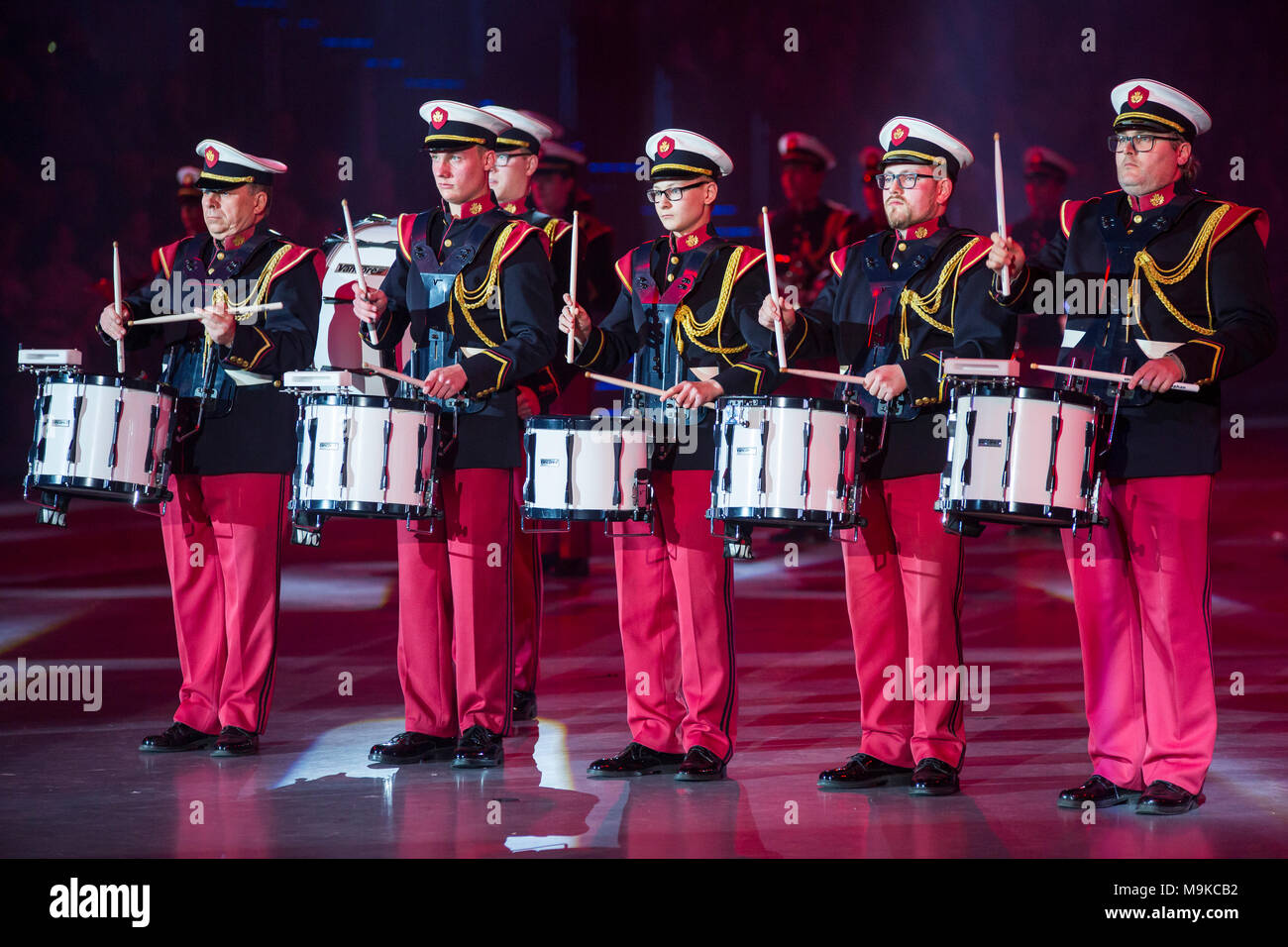 Essen, Allemagne. 2e Mar, 2018. Marching Band DRK Spielmanns- und Fanfarenzug Rückers (sfz), l'Allemagne, à Musikparade 2018, Marching Band Show à Rittal-Arena Wetzlar. Crédit : Christian Lademann Banque D'Images