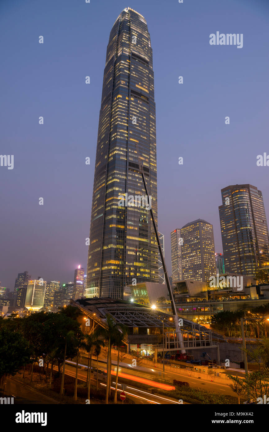 Deux International Finance Centre, la SFI2, et le centre de projets de construction, du quartier financier Central, Hong Kong, Chine. Banque D'Images