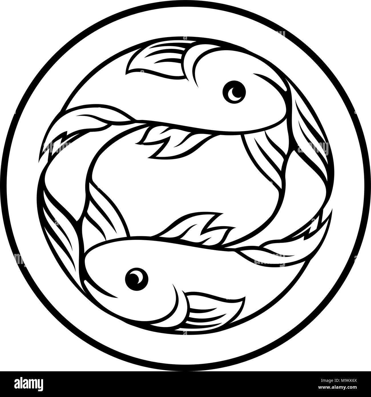 Poissons Poissons Horoscope Zodiac Sign Illustration de Vecteur