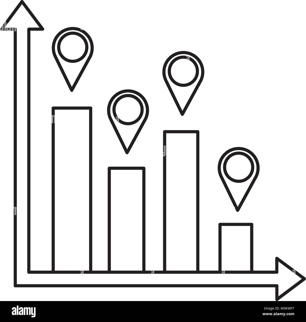 L'information statistique pointeur graphique à barres de la carte Illustration de Vecteur