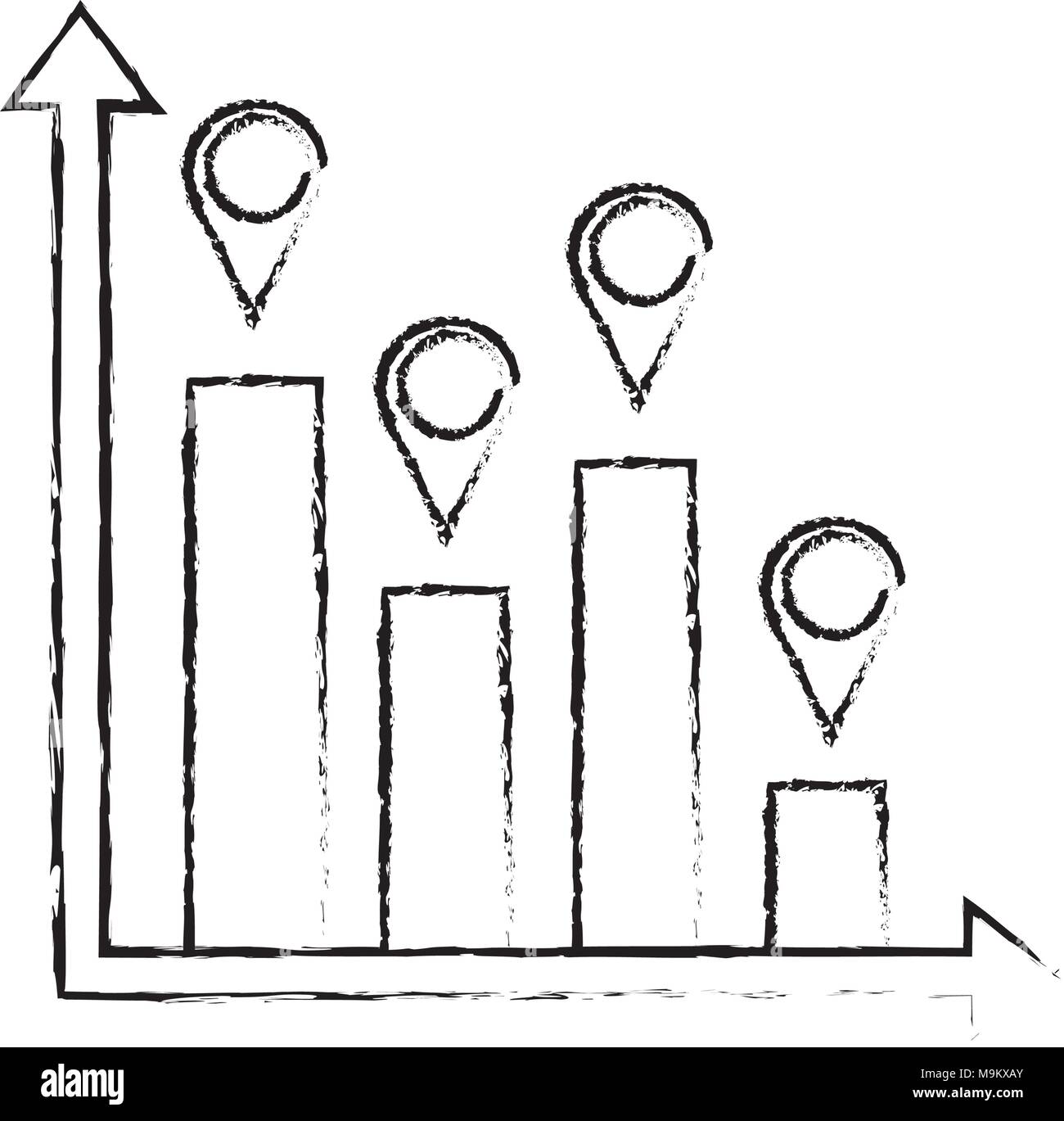 L'information statistique pointeur graphique à barres de la carte Illustration de Vecteur