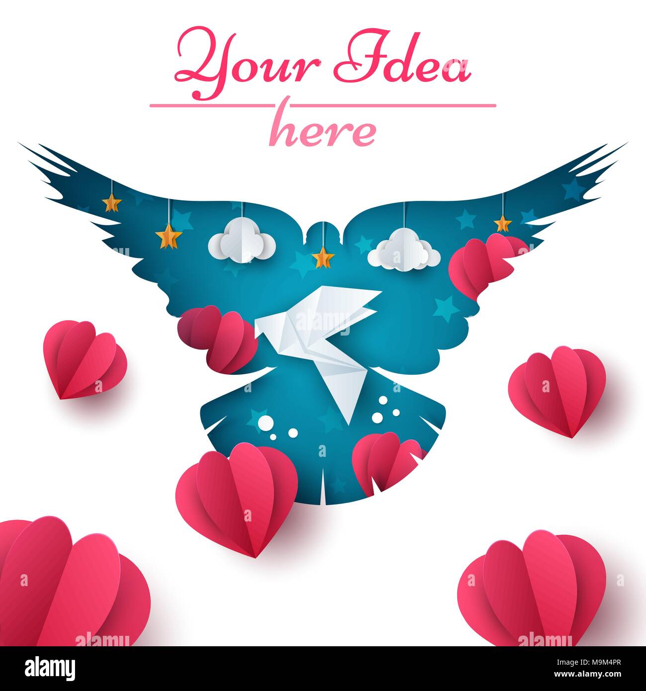Triste Illustration Papier Dessin Anime Paysage Coeur Amour Nuage Icone En Forme D Etoile Image Vectorielle Stock Alamy