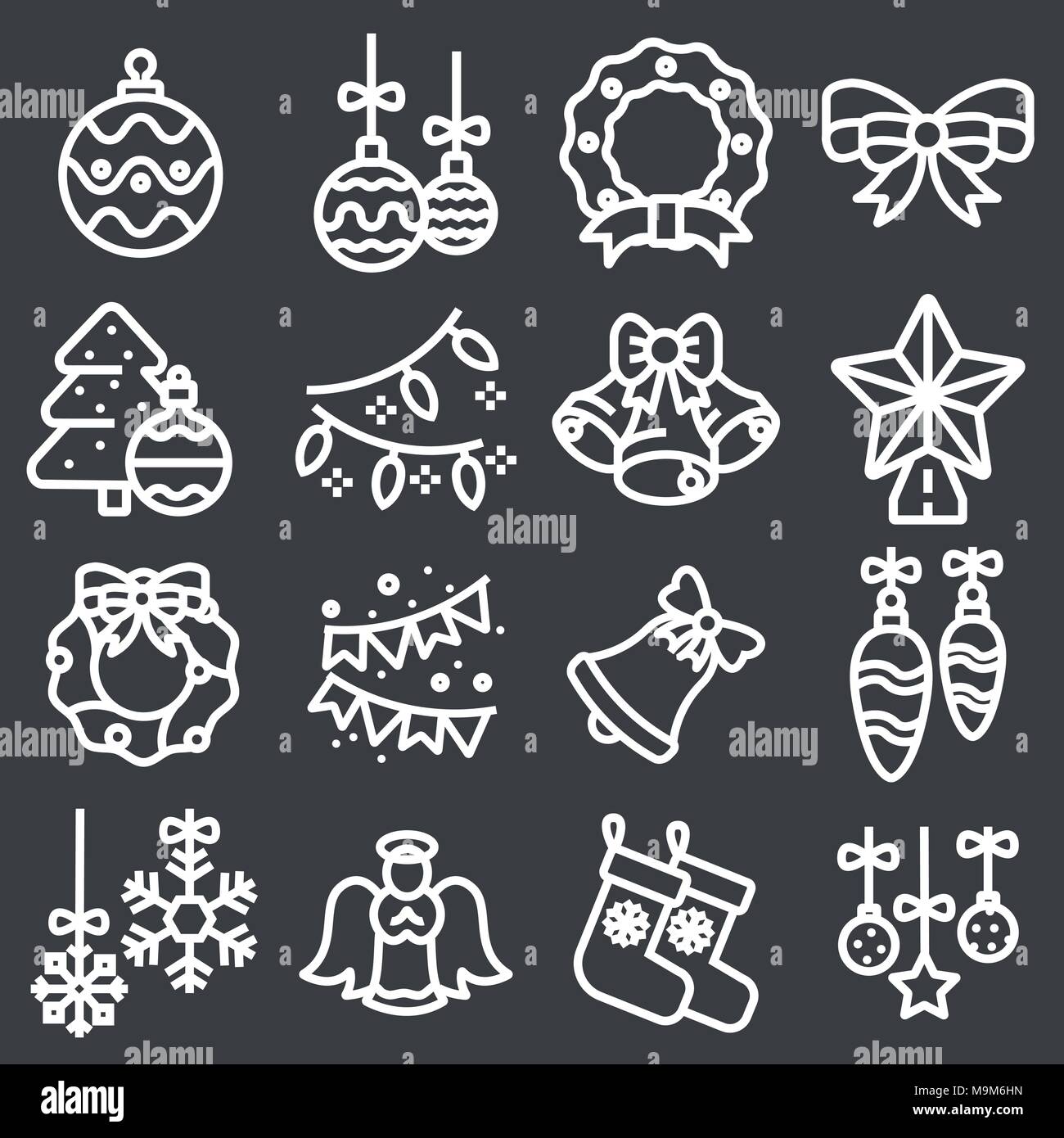 Noël Décoration icons set sur fond gris Illustration de Vecteur