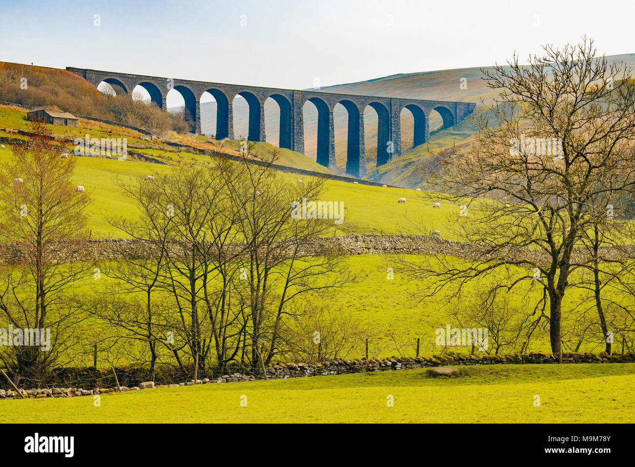 L'Arten Gill Viaduct sur la ligne de chemin de fer Settle-Carlisle Dentdale ci-dessus dans le Yorkshire Dales National Park, England Banque D'Images