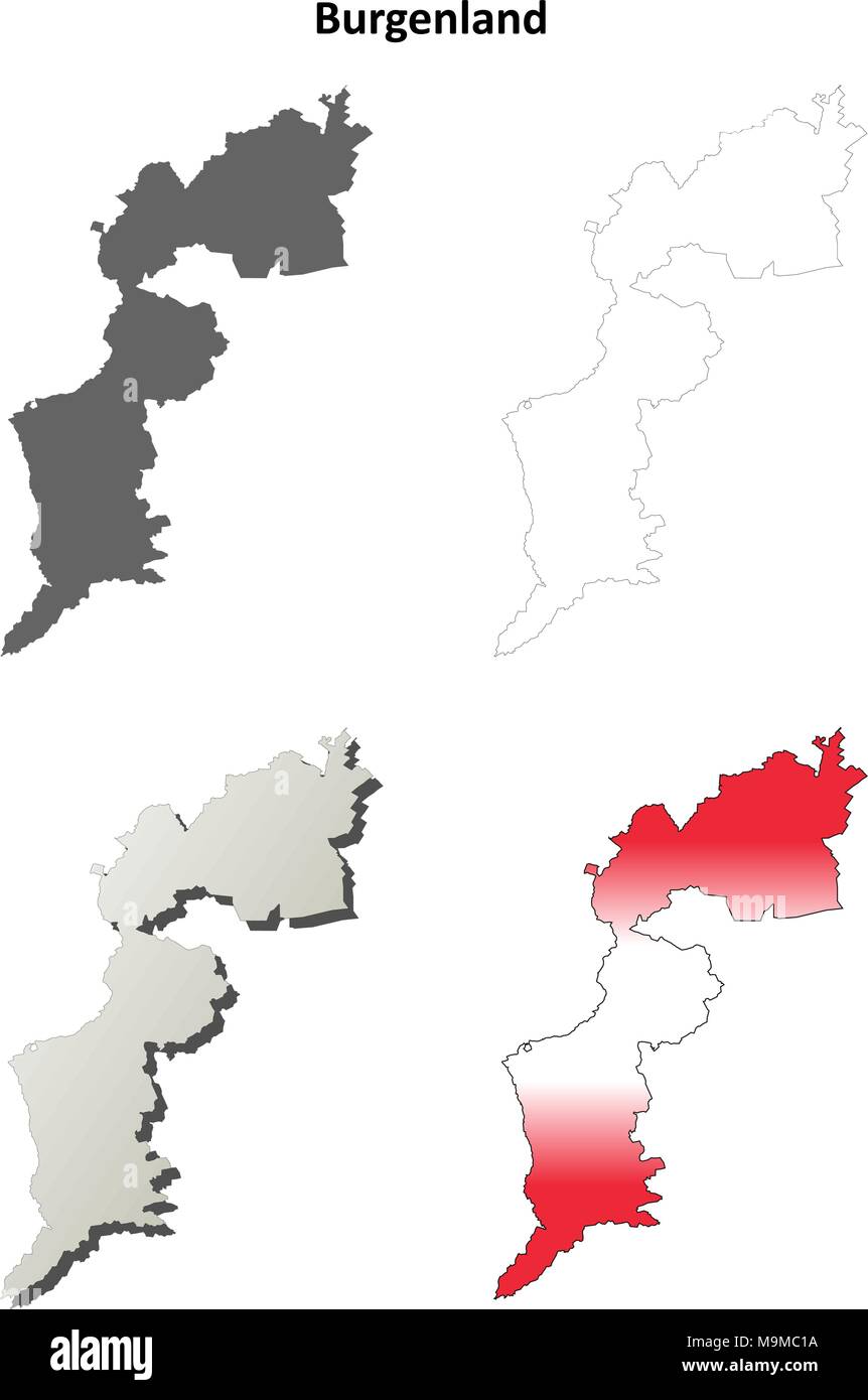 Burgenland blank aperçu détaillé de l'ensemble de cartes Illustration de Vecteur