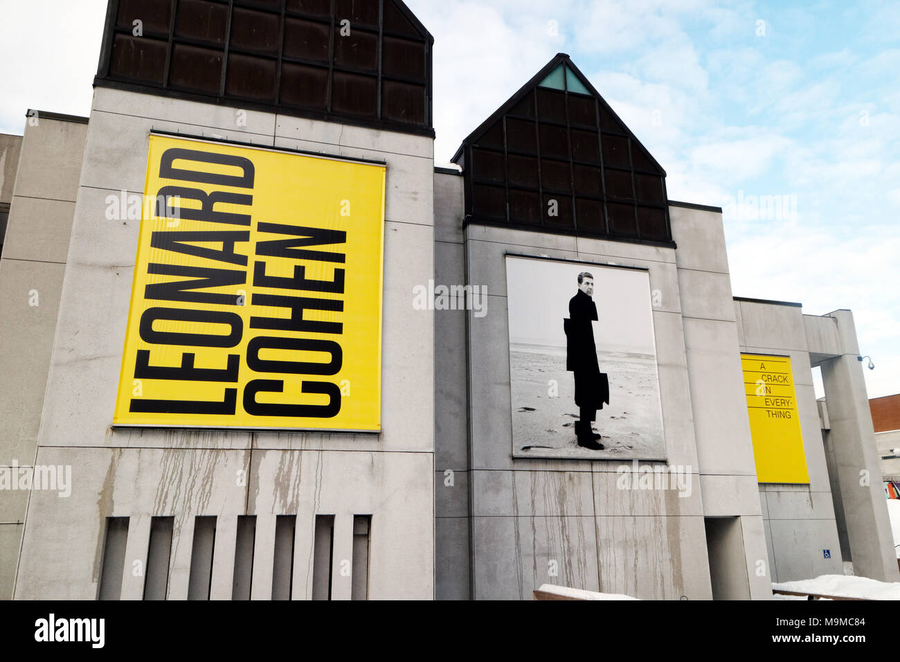 Un affichage de Leonard Cohen d'une exposition dans le musée d'Art Moderne à Montréal Banque D'Images