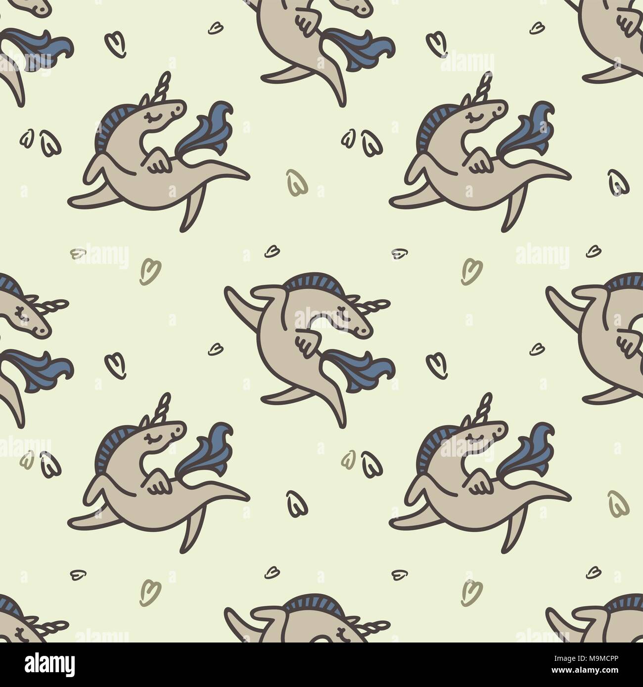 Textiles pour enfants. Modèle sans couture. Des couleurs douces. Les licornes blanches Illustration de Vecteur