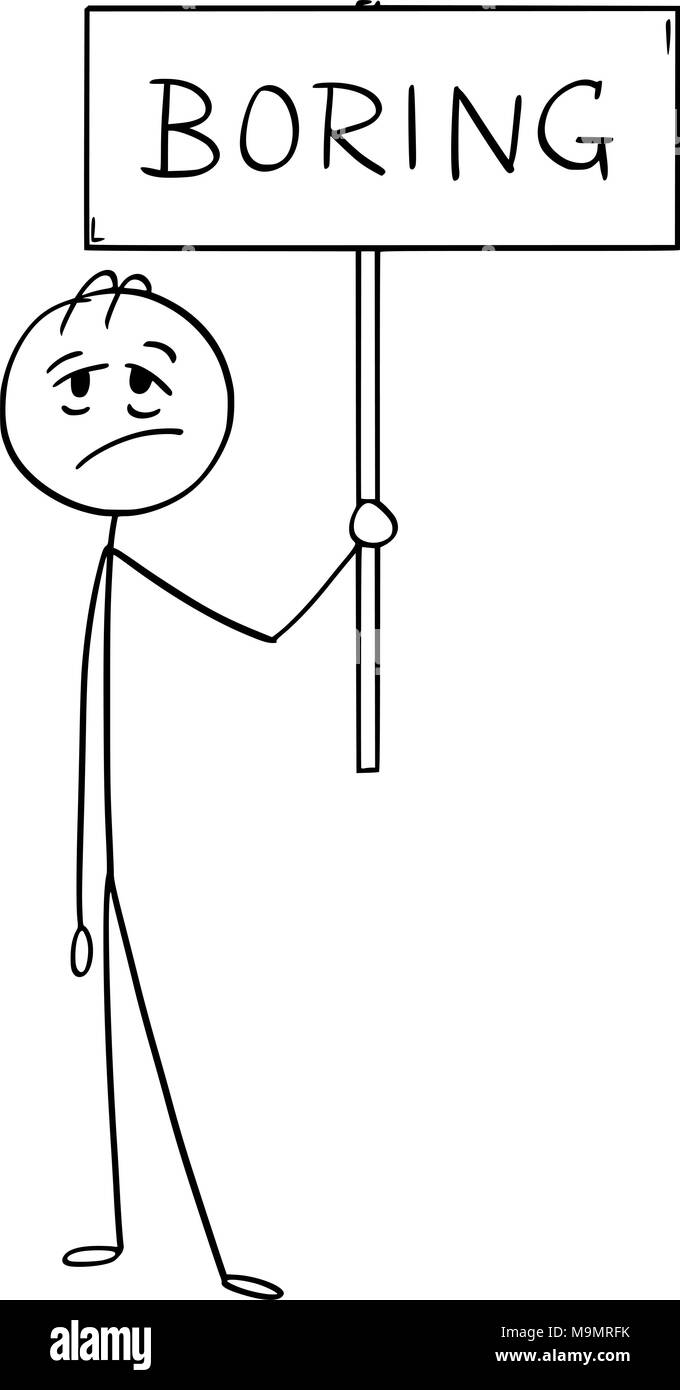 Caricature de l'homme fatigué ou Businessman Holding Sign avec texte ennuyeux Illustration de Vecteur