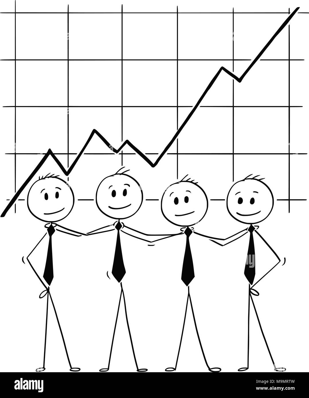 Caricature de l'équipe de gens d'affaires debout et tenant les épaules Illustration de Vecteur