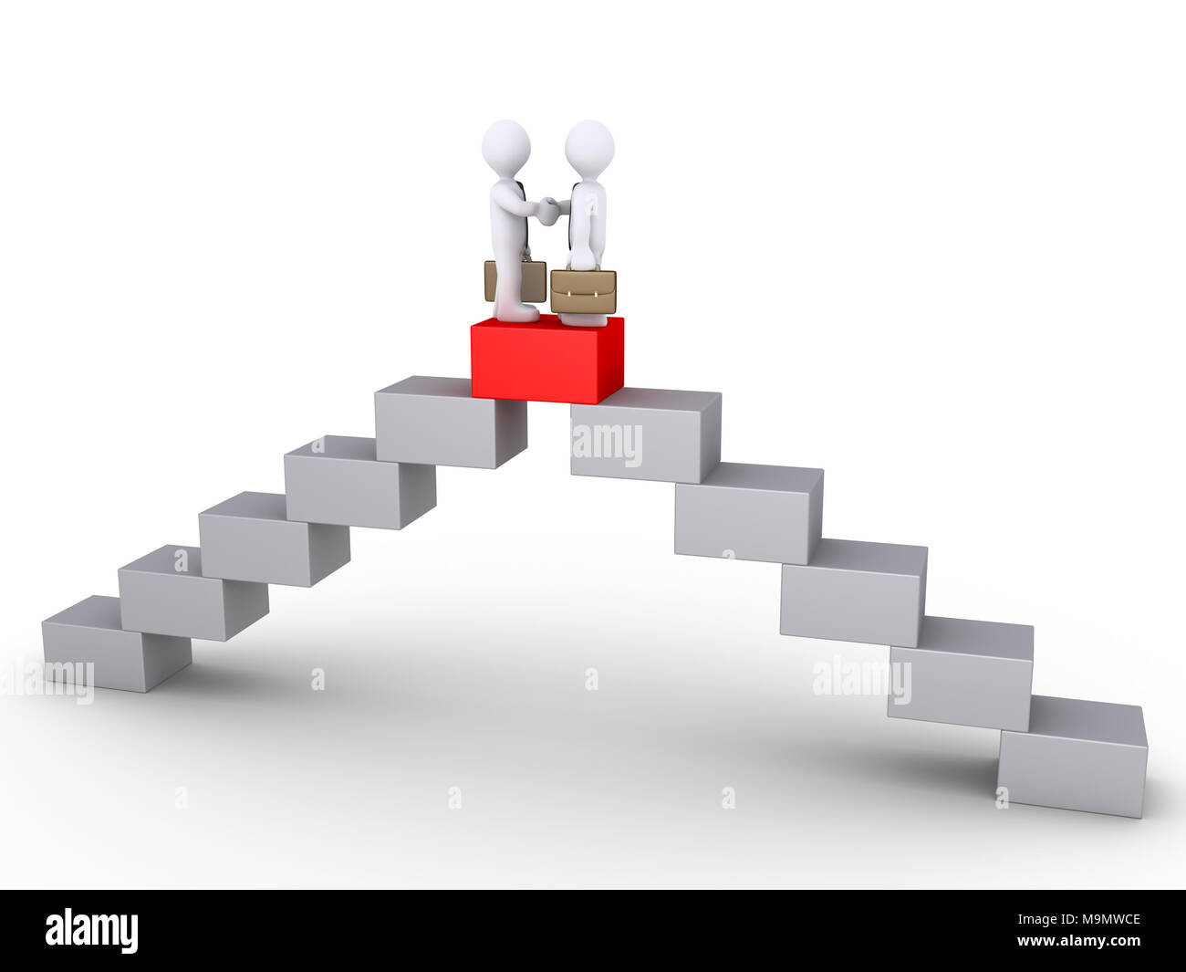 D'affaires sont en 3d se serrer la main sur le dessus des blocs Banque D'Images