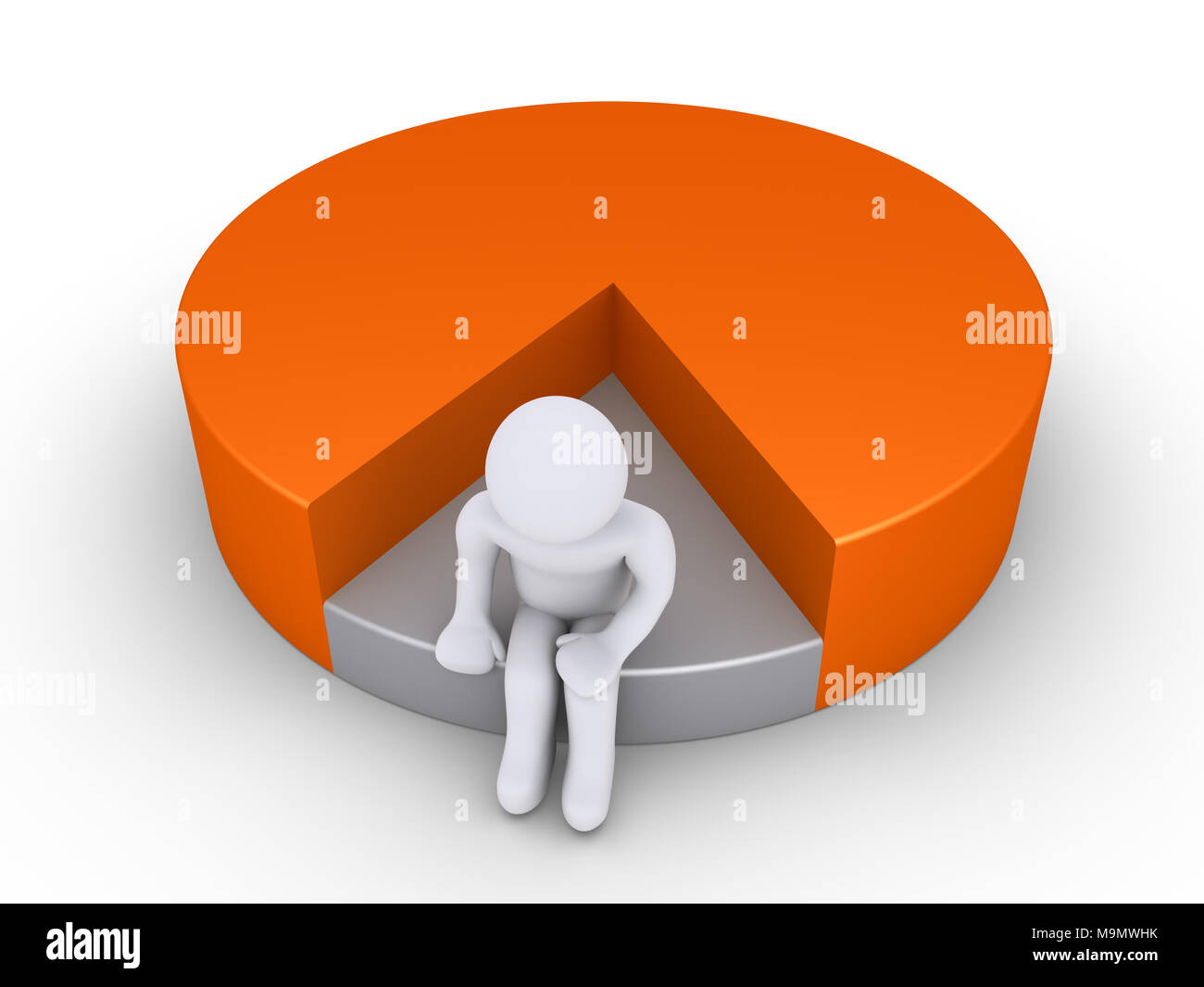 Malheureux 3d est assis sur la petite portion du graphique Banque D'Images
