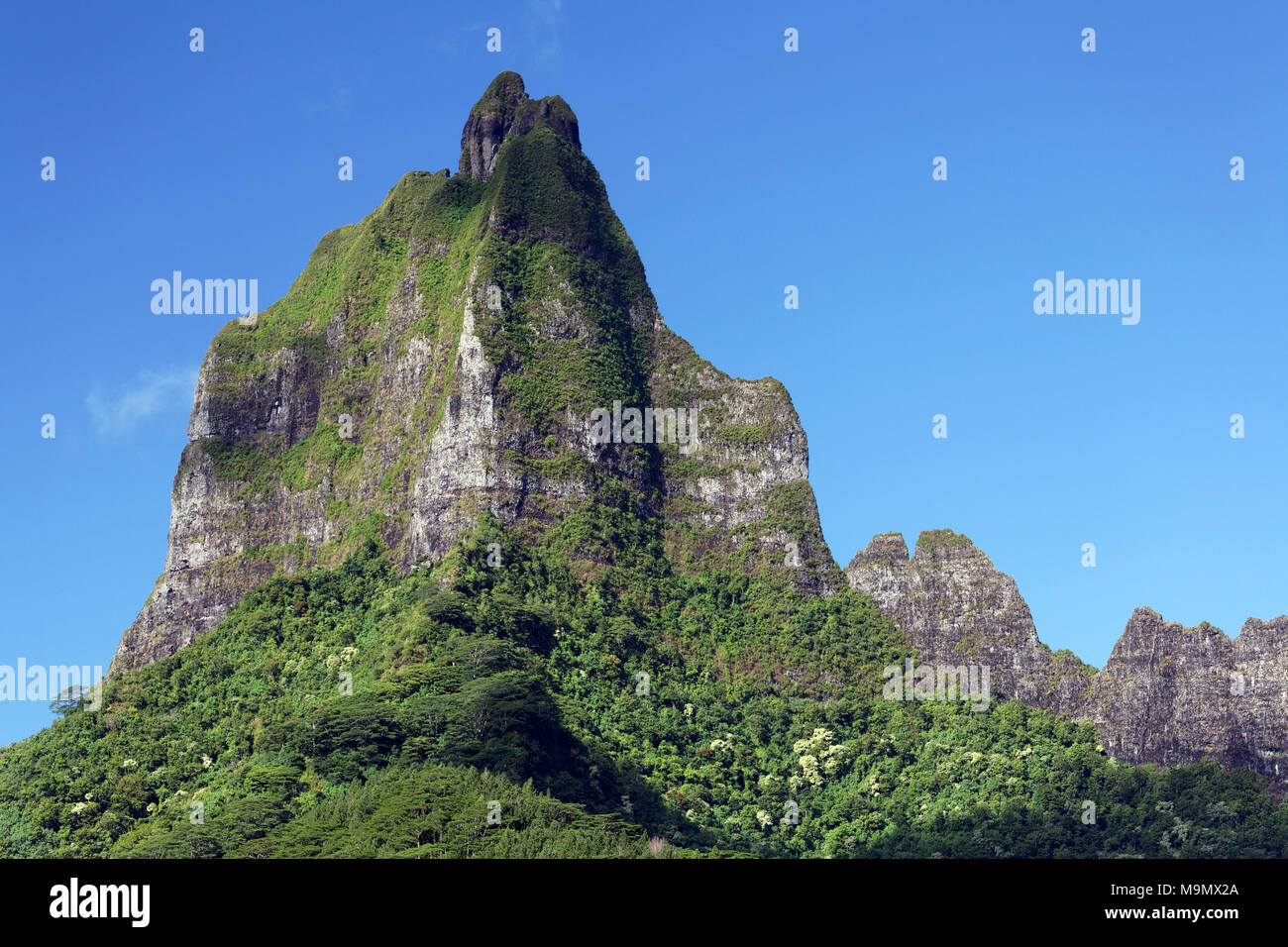 Peak, plus haut sommet, le Mont Tohiea, 1207 m, Moorea, îles de la société, Iles du Vent, Polynésie Française Banque D'Images