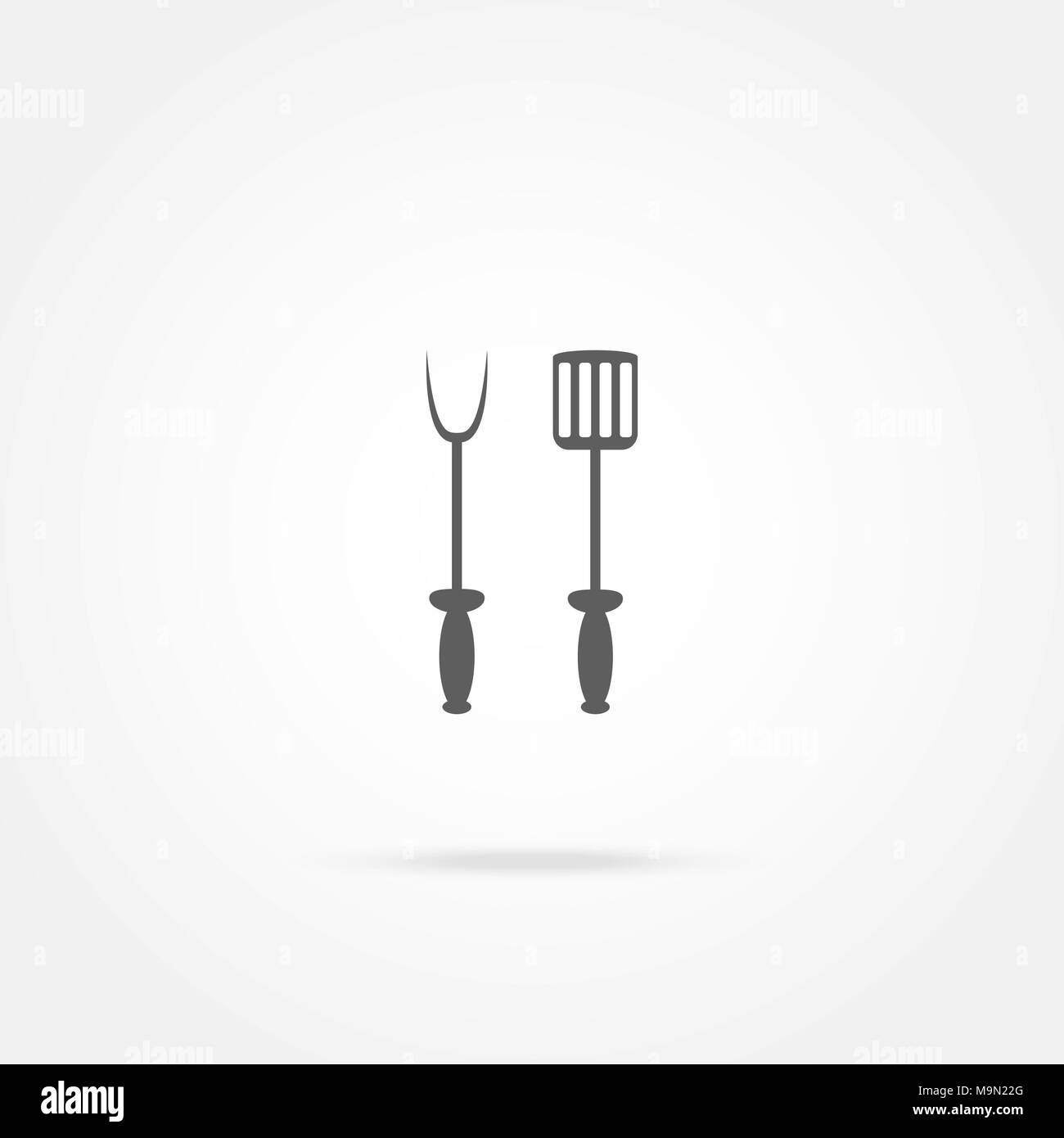 Bêche et fourche pour icône grill Illustration de Vecteur